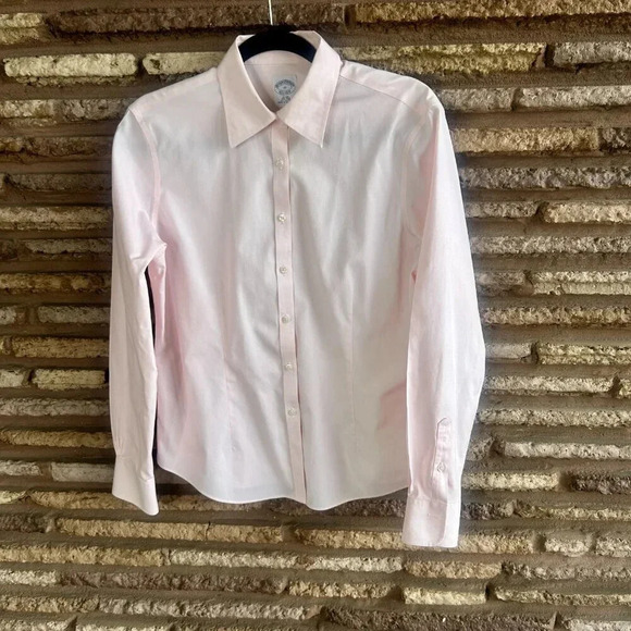 Brooks Brothers Light Pink 100% Cotton No Iron Fitted Button Front Shirt Size 10 - Picture 6 of 6